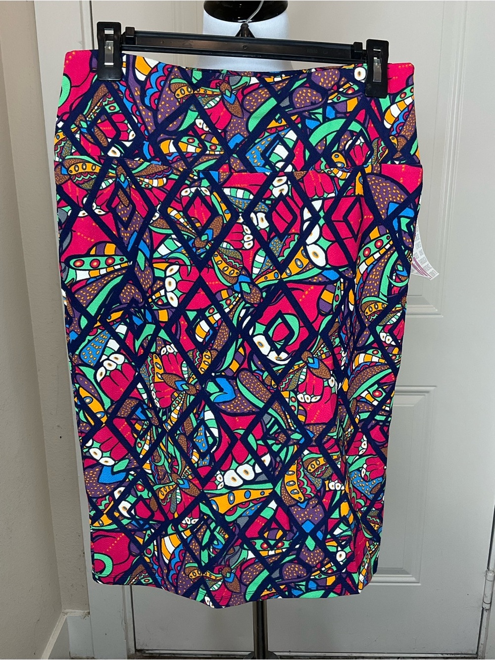 LuLaRoe Cassie Pencil Skirt in Bright Multicolor Geometric Print M